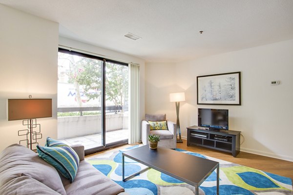 Modern living room with sleek furnishings in Marlowe Apartments