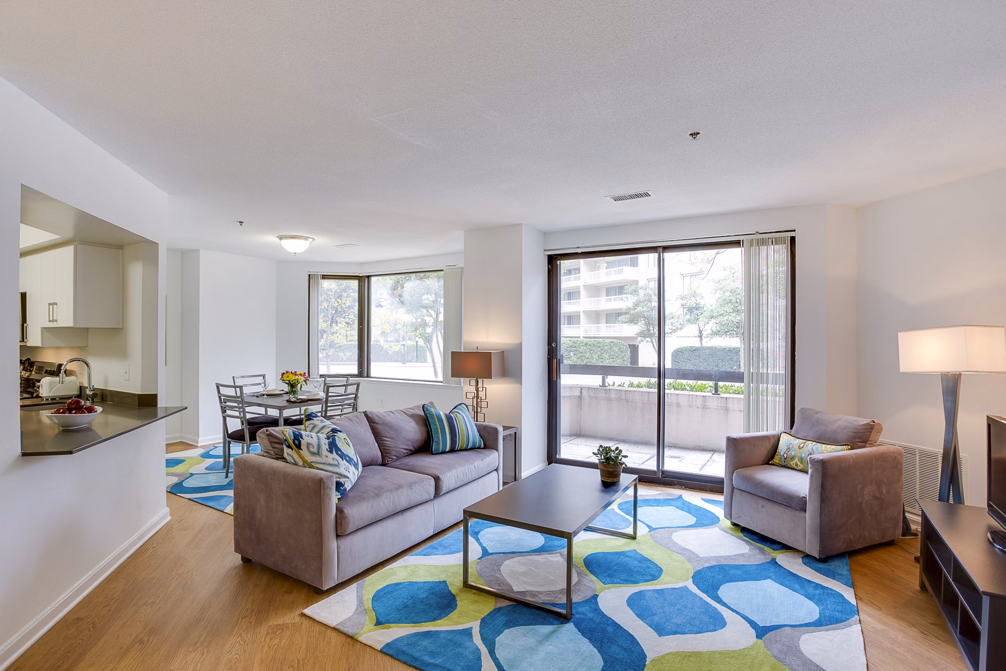 Elegant living room with contemporary decor at Marlowe Apartments