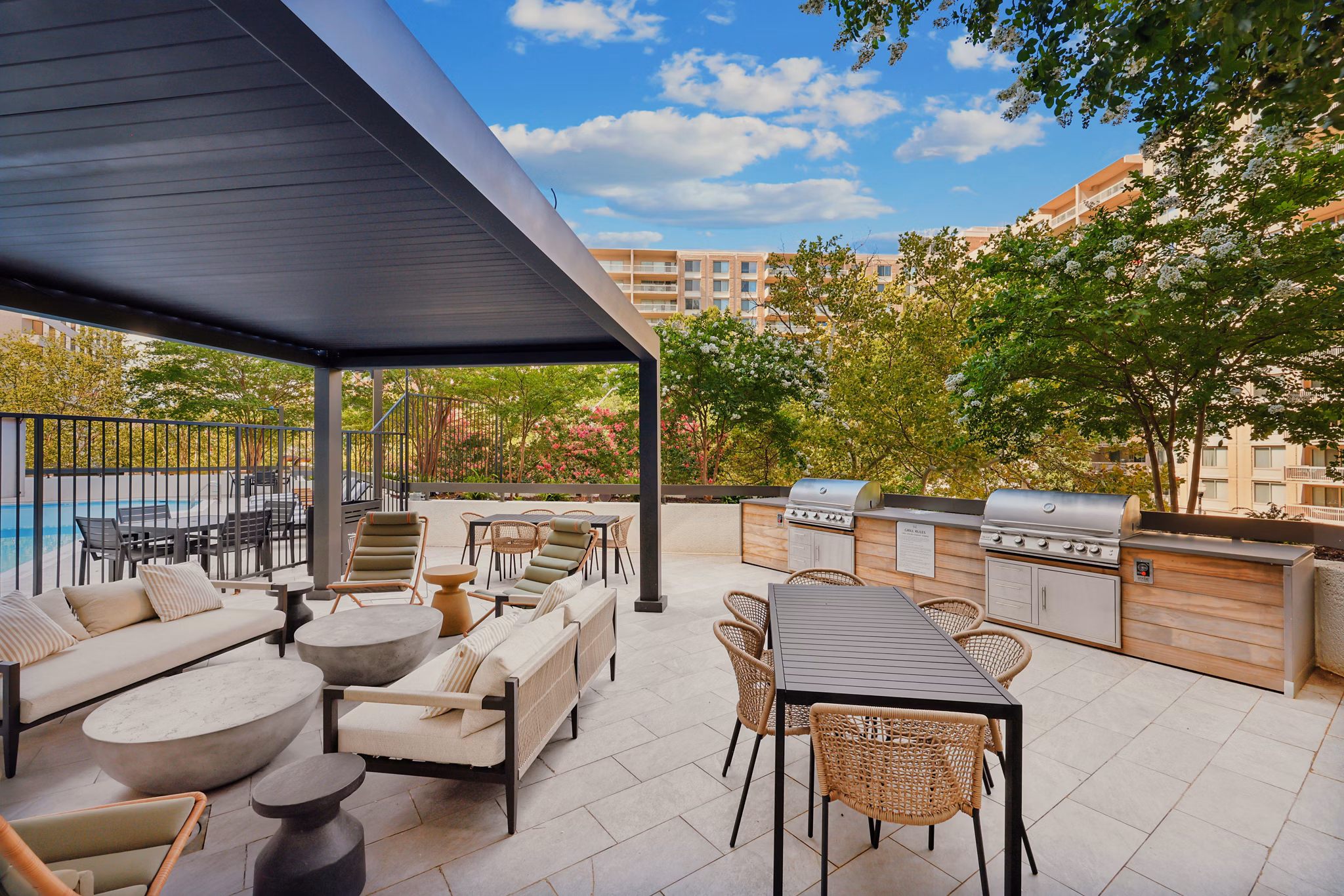 grill area at Huxley National Landing Apartments