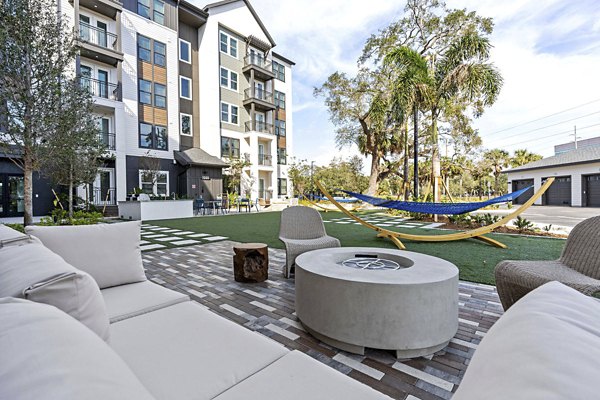 fire pit at Novel Independence Park Apartments