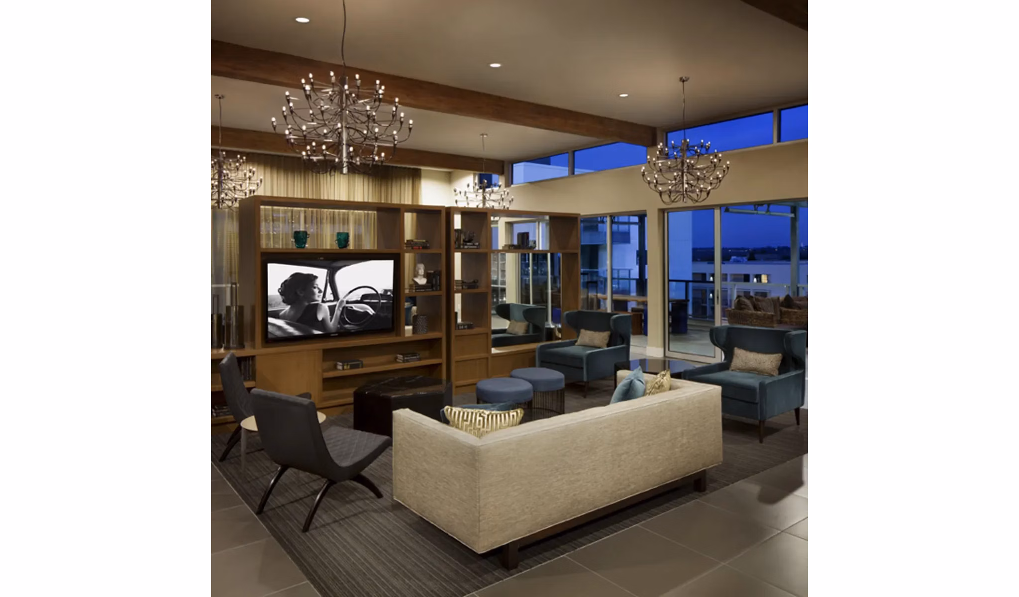 Clubhouse featuring modern design and comfortable seating at Stella Apartments
