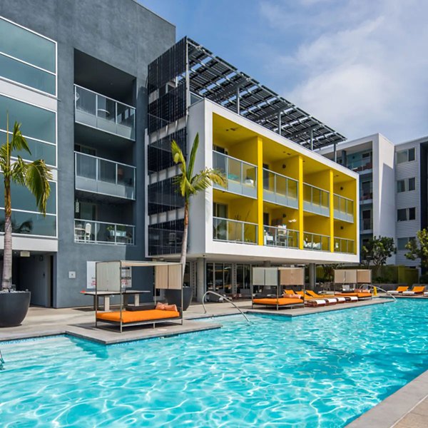 Infinity pool at Stella Apartments offering stunning views