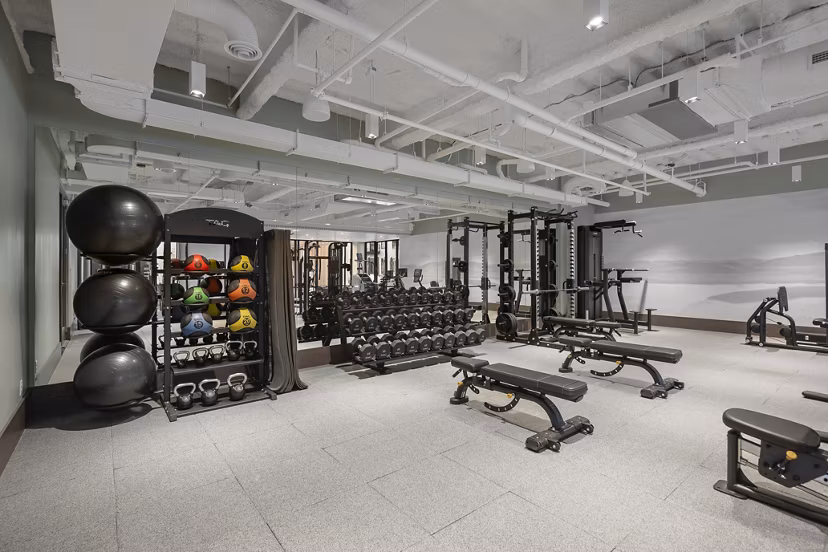 fitness center at Gibson Point Apartments