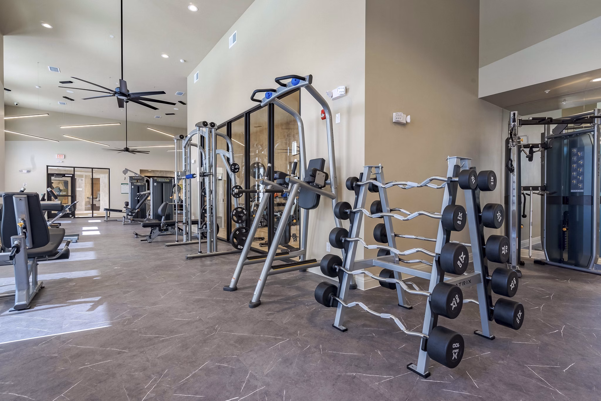 fitness center at Encore Echo Apartments 