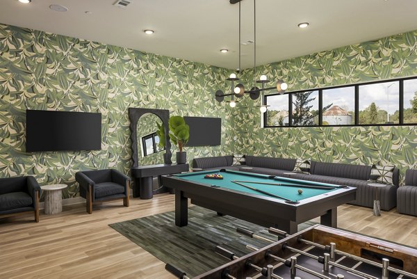 clubhouse game room at Liam at Hays Farm Apartments