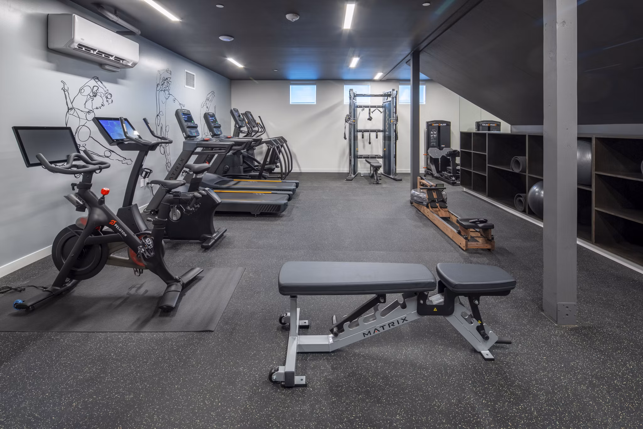 fitness center at The Frankie Apartments 