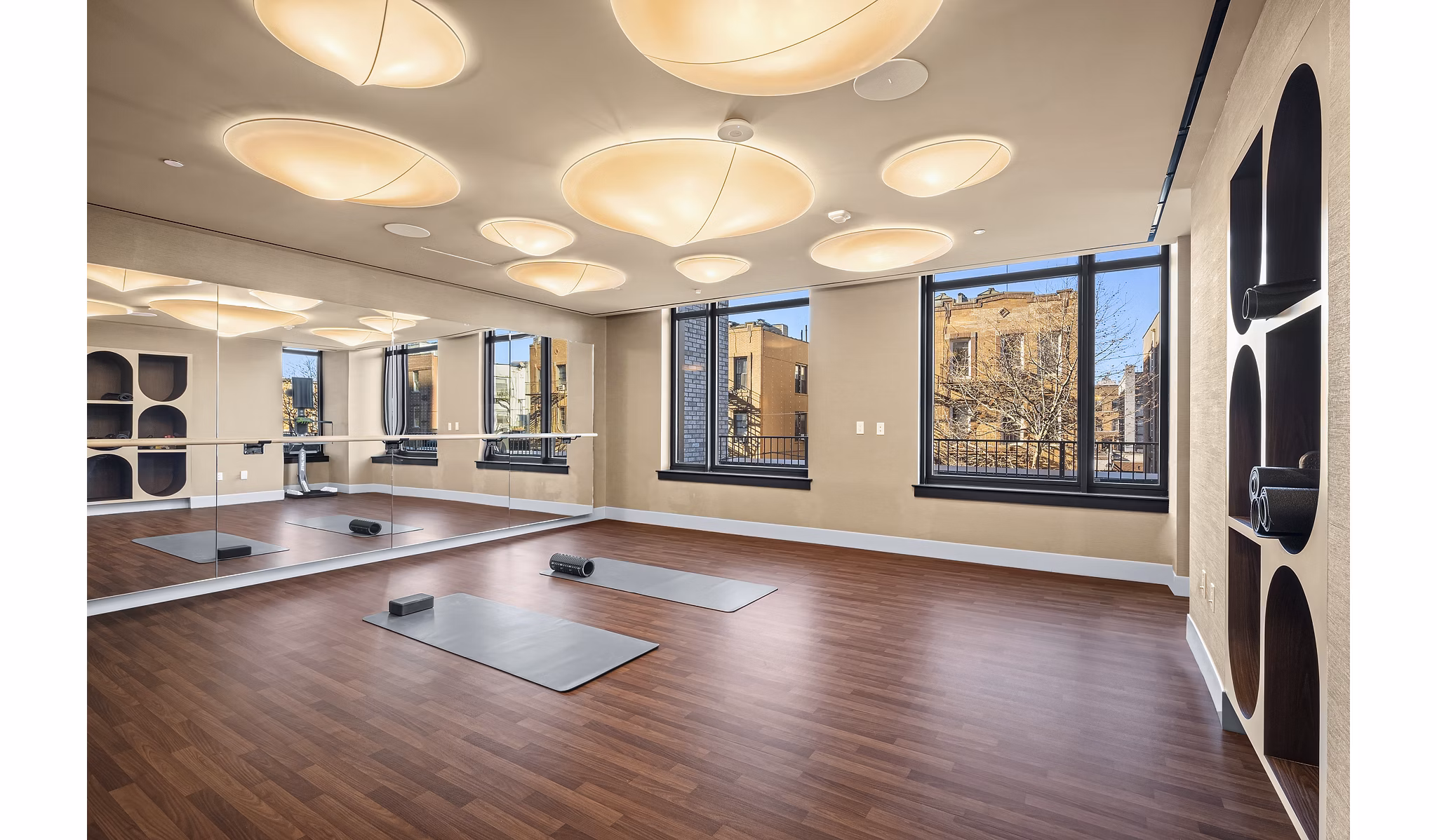 yoga/spin studio at Hearthstone Apartments