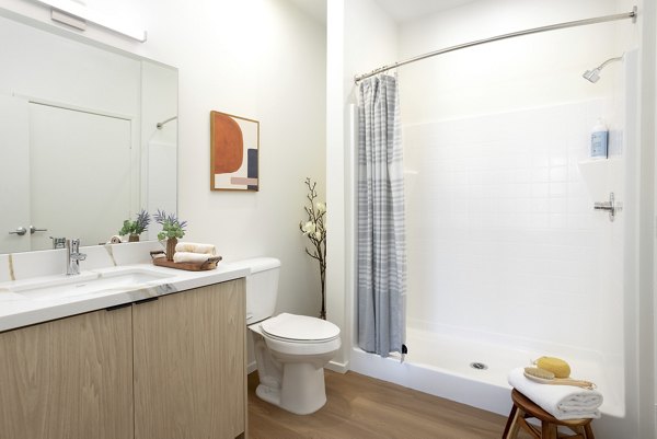 bathroom at The Charlie Perris Apartments