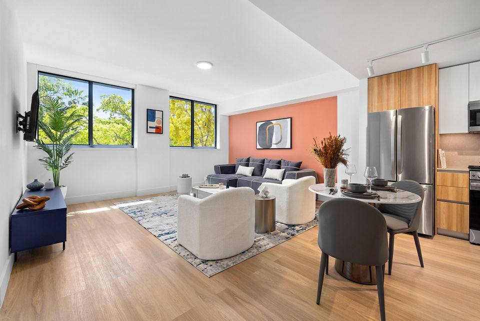 living room at Residences at Nomi Apartments