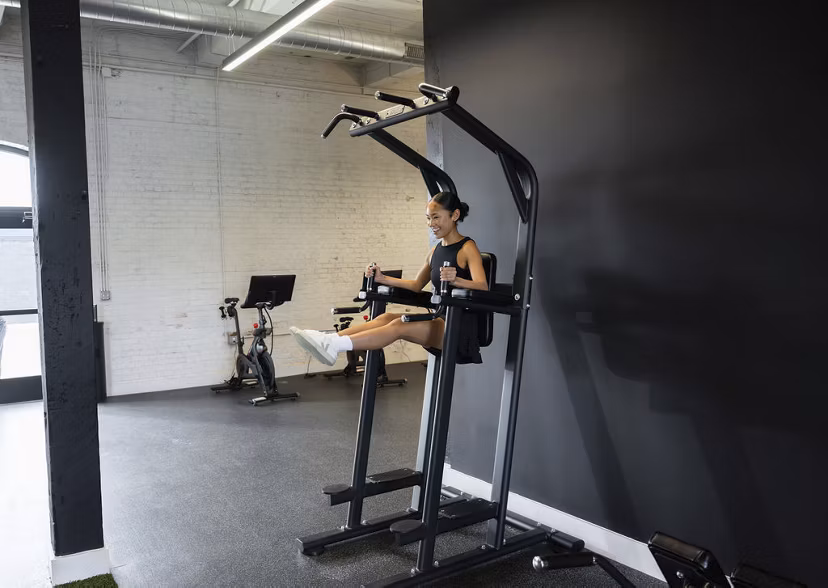 fitness center at The Lofts at King Mill Apartments 