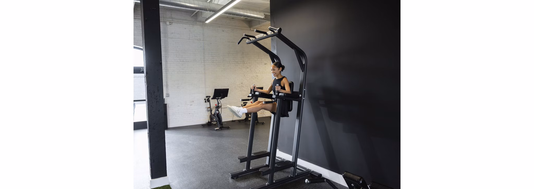 fitness center at The Lofts at King Mill Apartments 