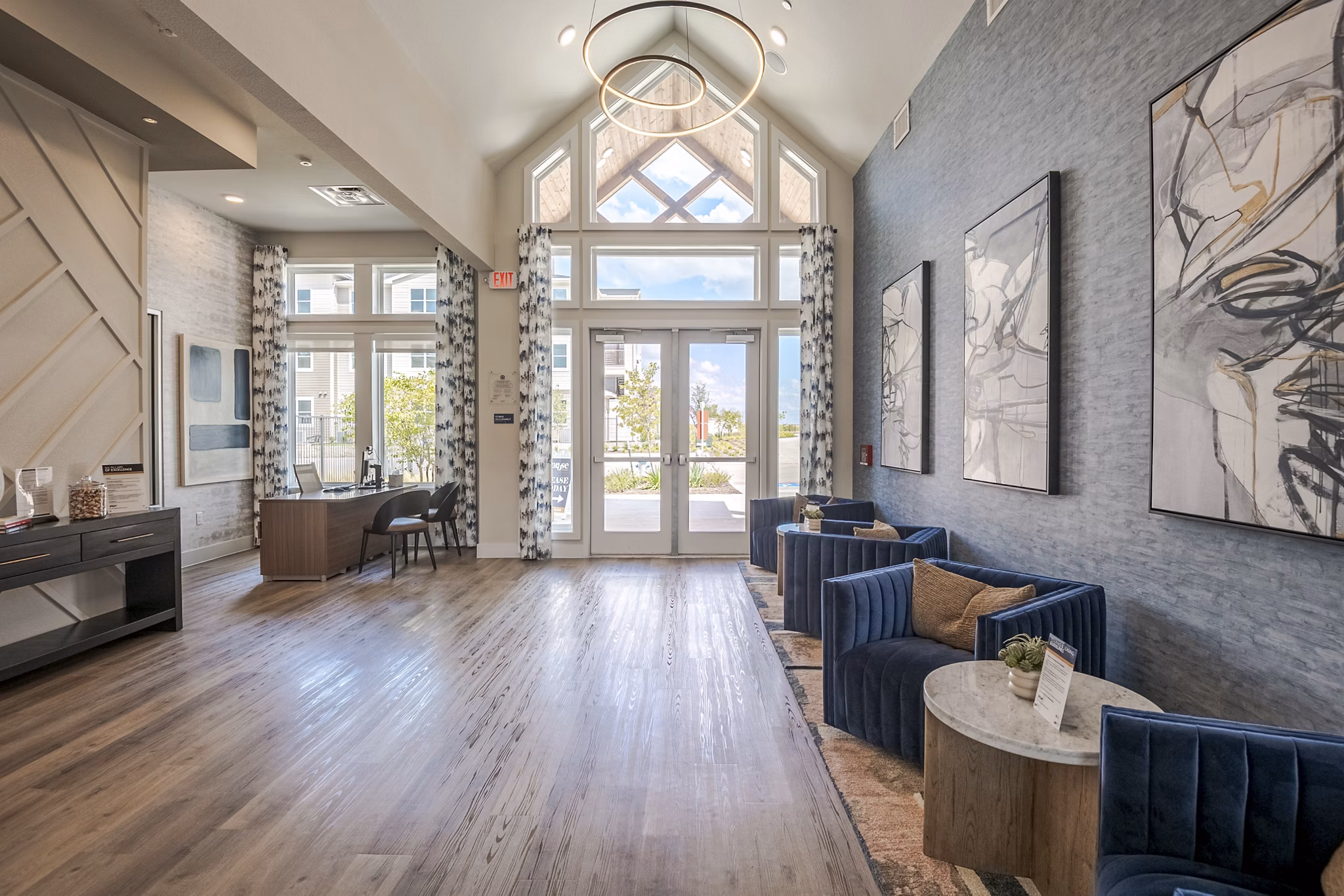 Welcoming clubhouse featuring cozy seating and modern decor at Prose Greenbriar Apartments, perfect for social gatherings and relaxation