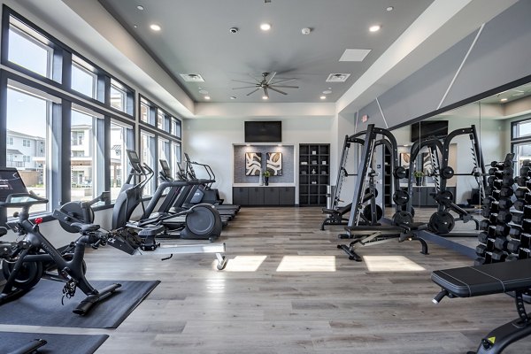 State-of-the-art fitness center at Prose Greenbriar Apartments offering various workout equipment and amenities