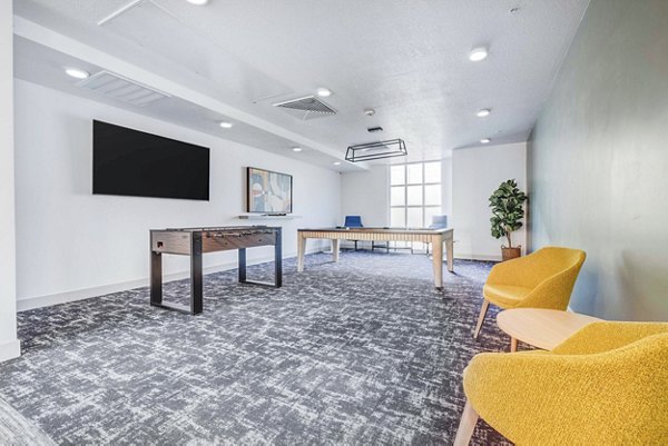 clubhouse game room at The Focal Apartments