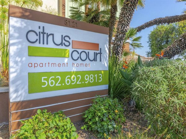 Signage at Citrus Court Apartments showcasing modern luxury apartment living