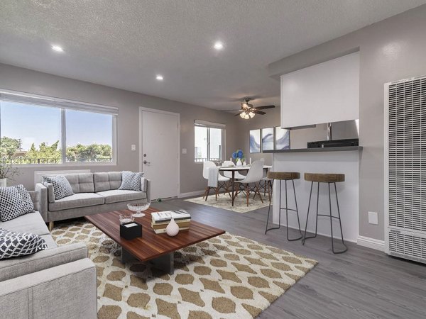 Modern living room with sleek furnishings at Citrus Court Apartments, ideal for luxury apartment living in a serene environment