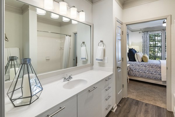 Bathroom featuring modern fixtures and elegant design at Gramercy at Buckhead Apartments