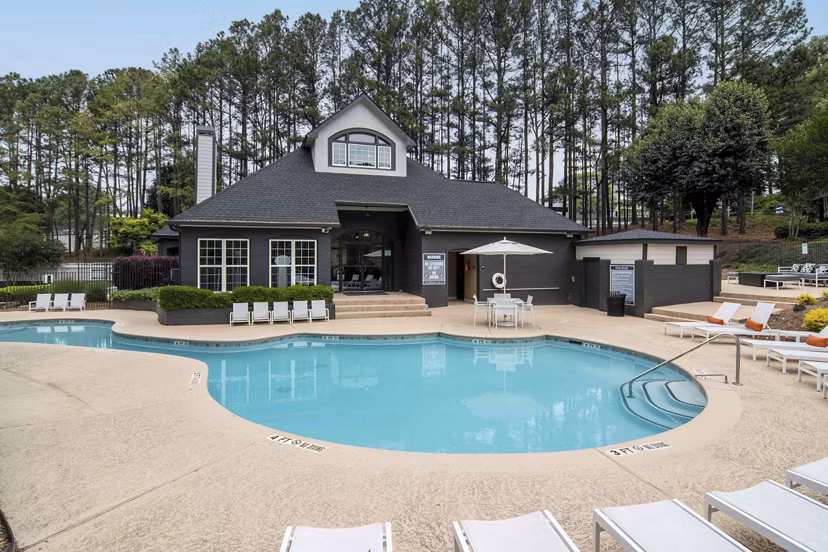 Resort-style pool at Morgan Place Apartments offers relaxation in luxury surroundings