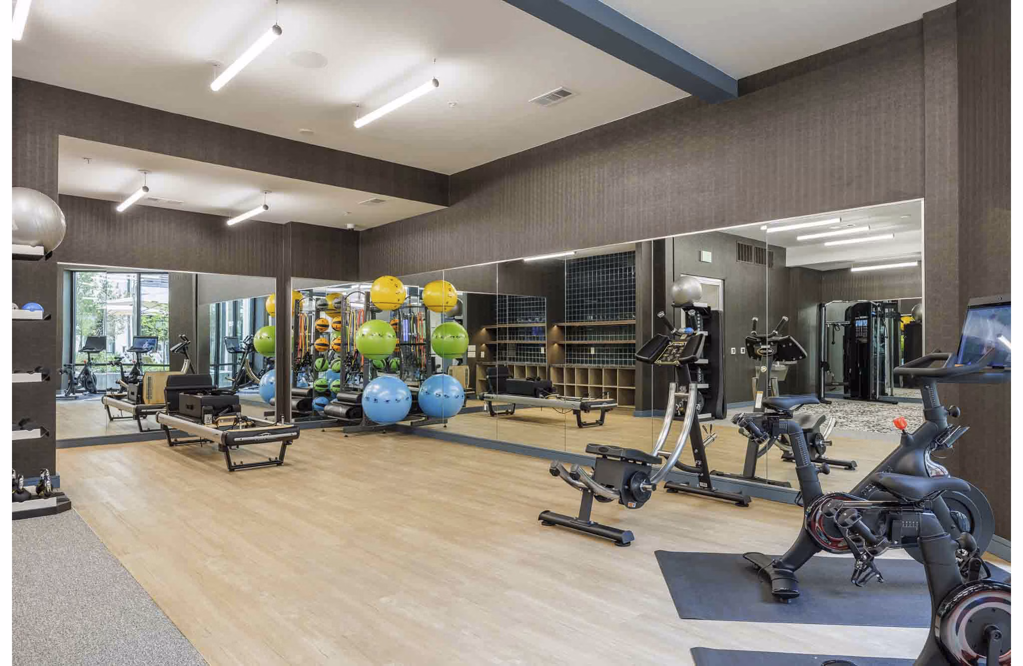 fitness center at The Bouldin Apartments