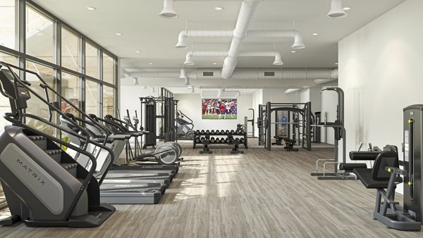 Fitness center with state-of-the-art equipment at The Bouldin Apartments