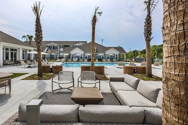 patio at The Isley at Windsor Hill Apartments 