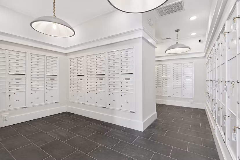 mail room at The Isley at Windsor Hill Apartments 