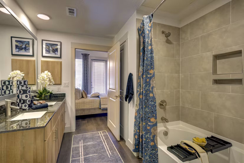 bathroom at Alexan Rivercrest Apartments 