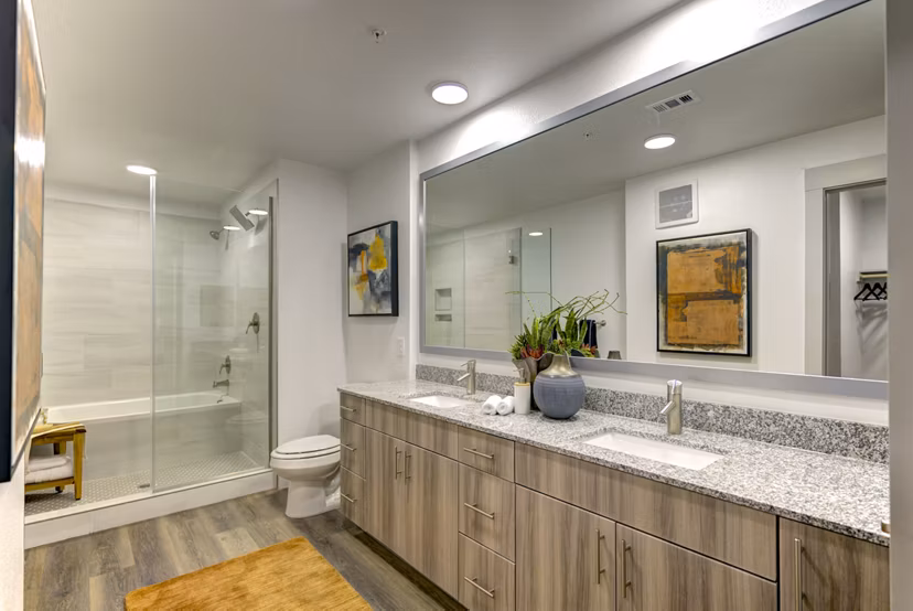 bathroom at Alexan Rivercrest Apartments 