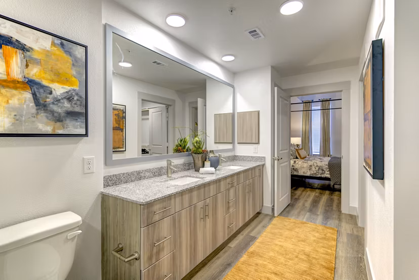 bathroom at Alexan Rivercrest Apartments 