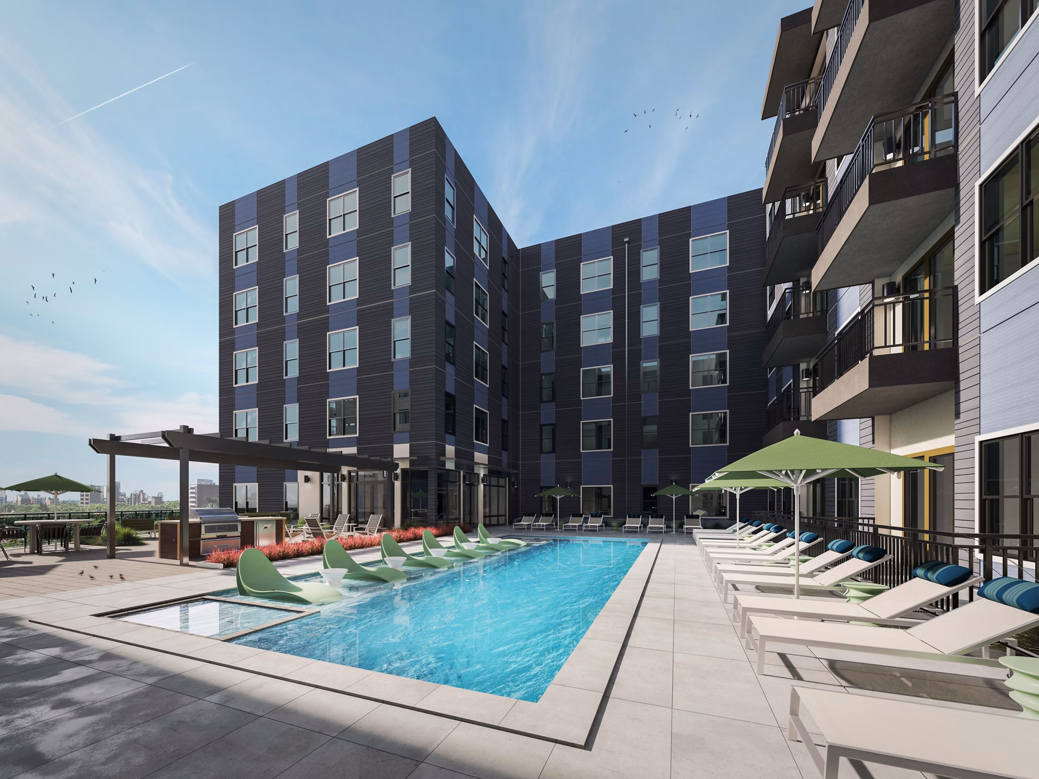 pool at Alexan Rivercrest Apartments 