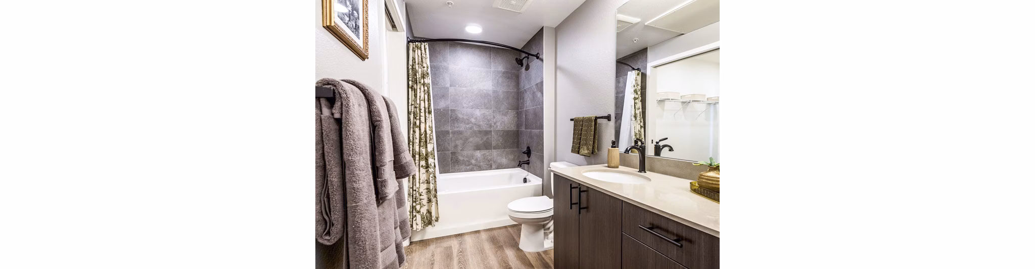 bathroom at The Russell Apartments