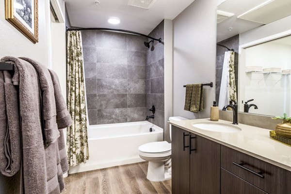 bathroom at The Russell Apartments