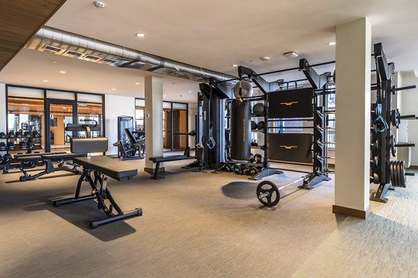 fitness center at The Russell Apartments