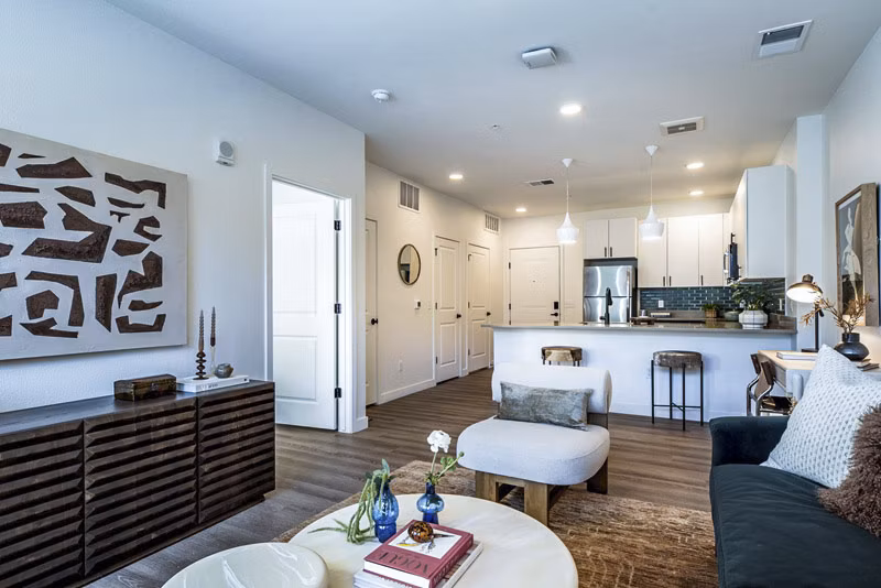 living room at The Russell Apartments