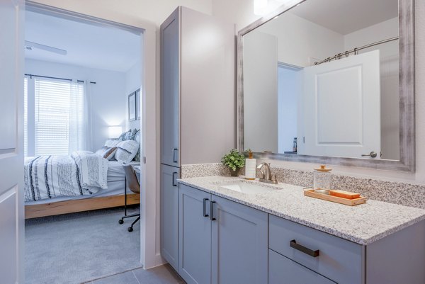 Modern bathroom featuring sleek fixtures at Napa Oaks Apartments