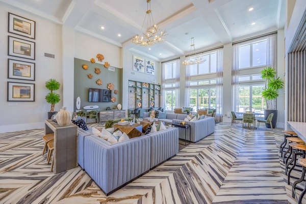 Clubhouse with elegant lounge seating and modern decor at Napa Oaks Apartments, offering luxury living and social spaces