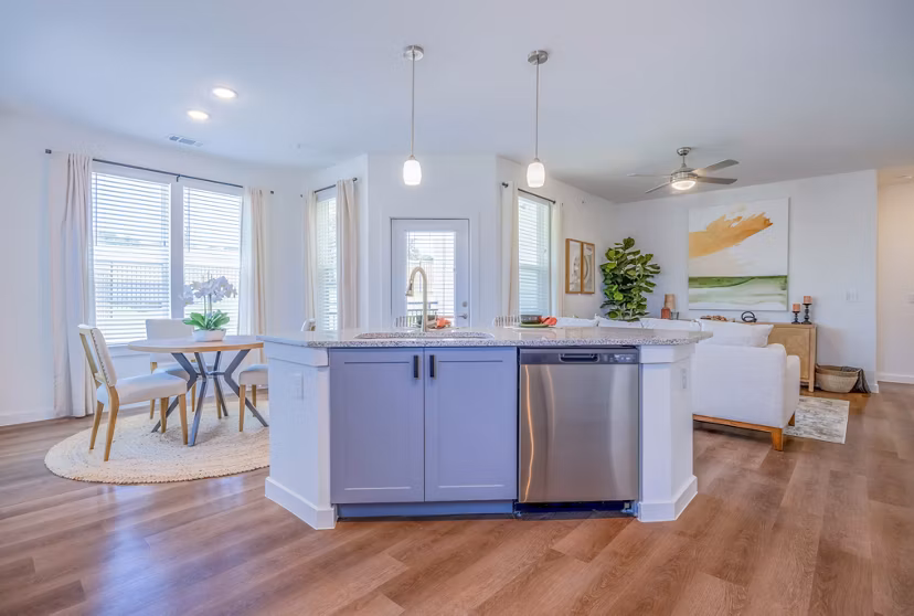 Sleek kitchen with modern stainless steel appliances at Napa Oaks Apartments