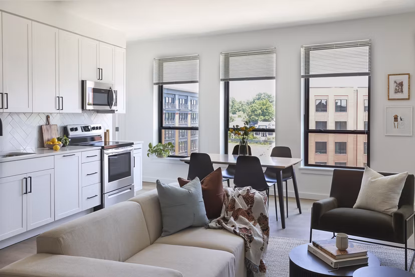 living room at Clover at The Parks Apartments