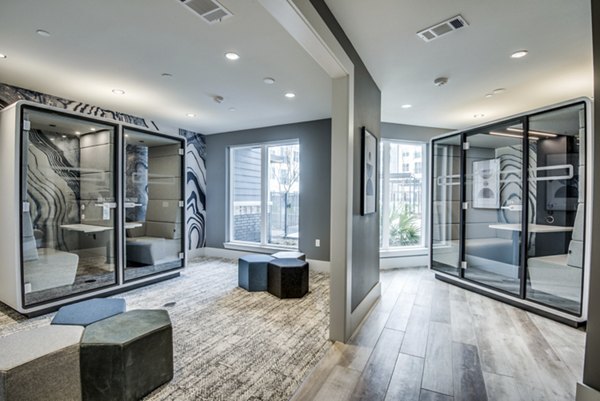 State-of-the-art fitness center with modern equipment at The District in Little Elm Apartments