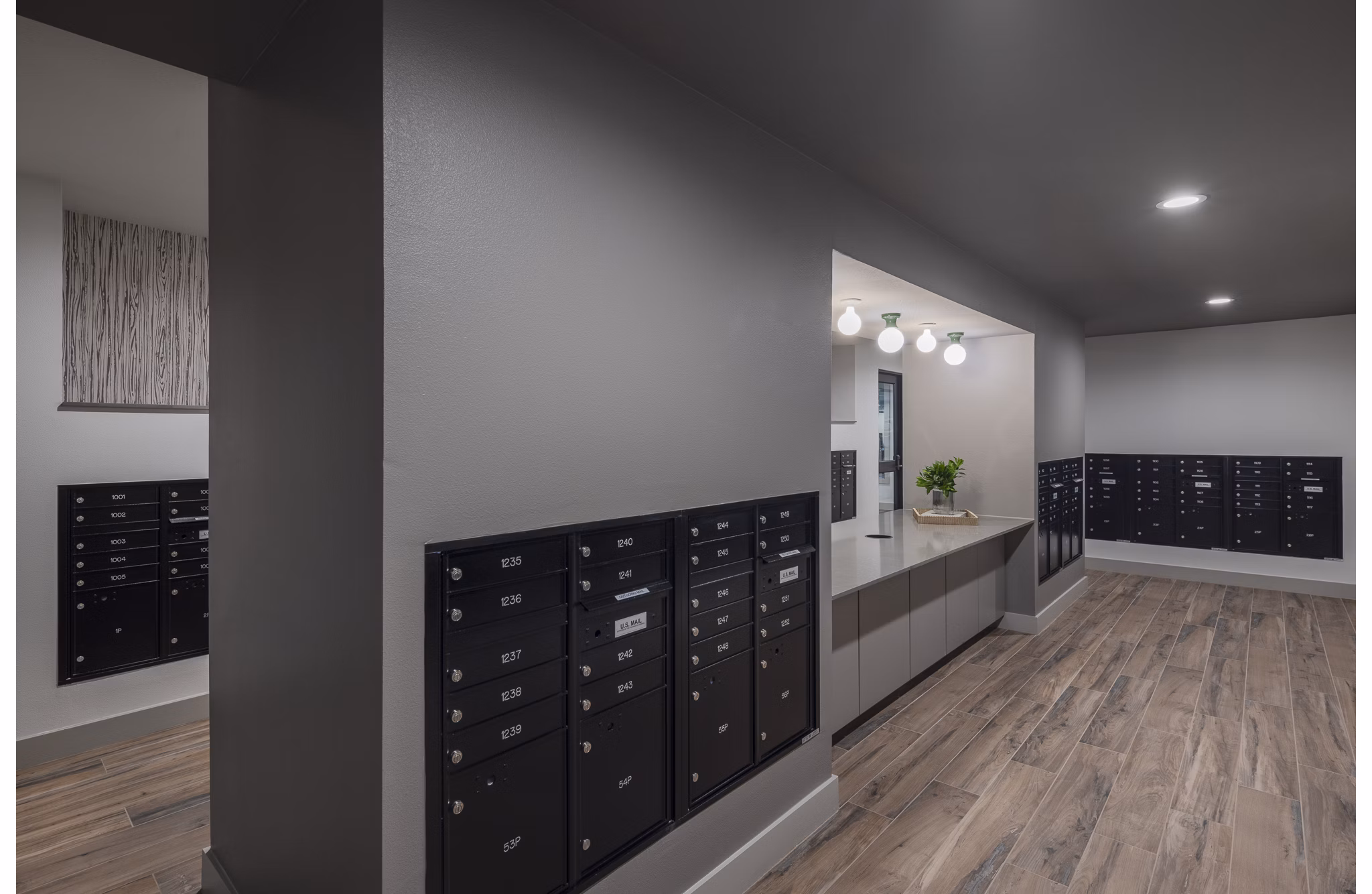 mail room at Broadstone Garden Oaks Apartments 