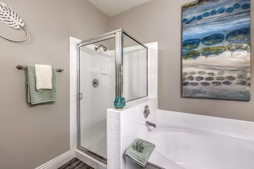 Modern bathroom with sleek fixtures at Parkway Townhomes luxury apartments