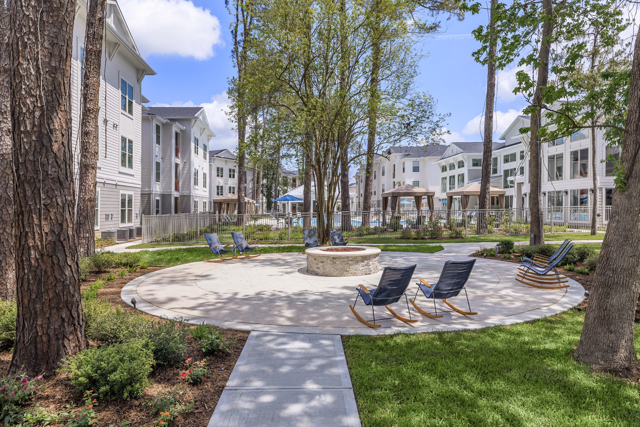 Playground with modern equipment at Wyldewood Gosling Apartments