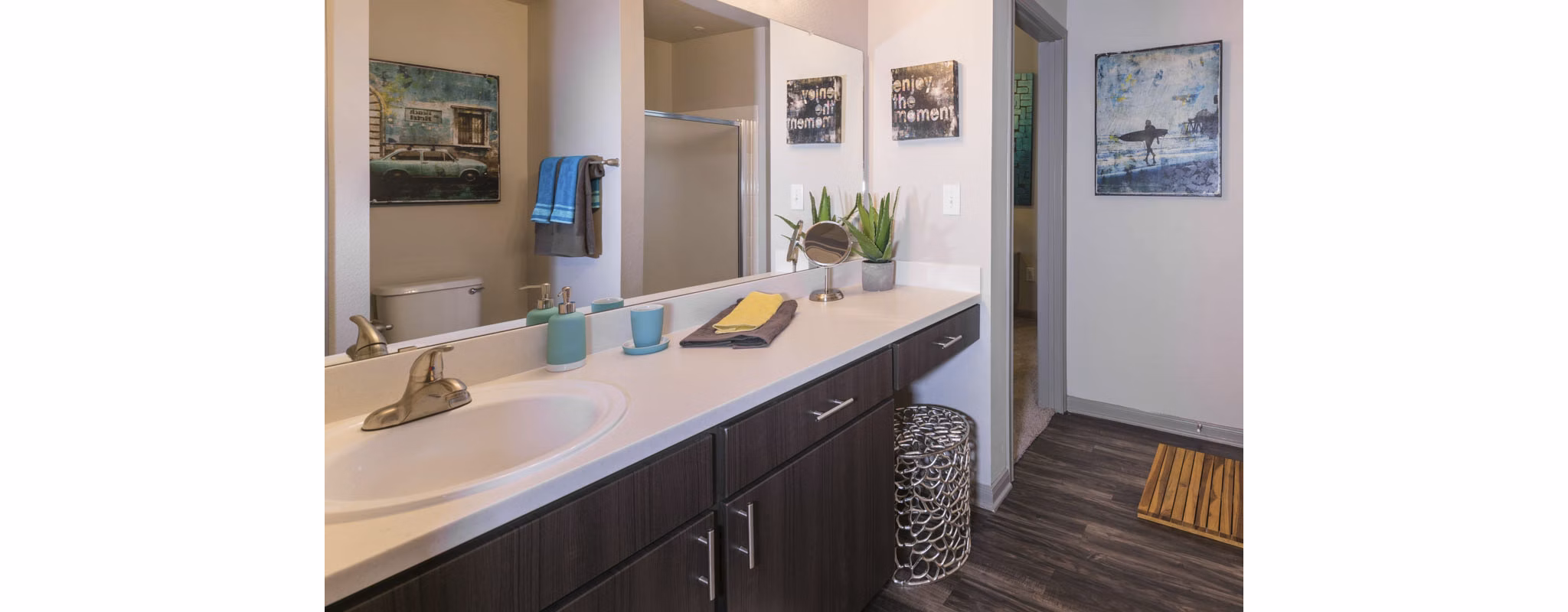 bathroom at District on La Frontera Apartments