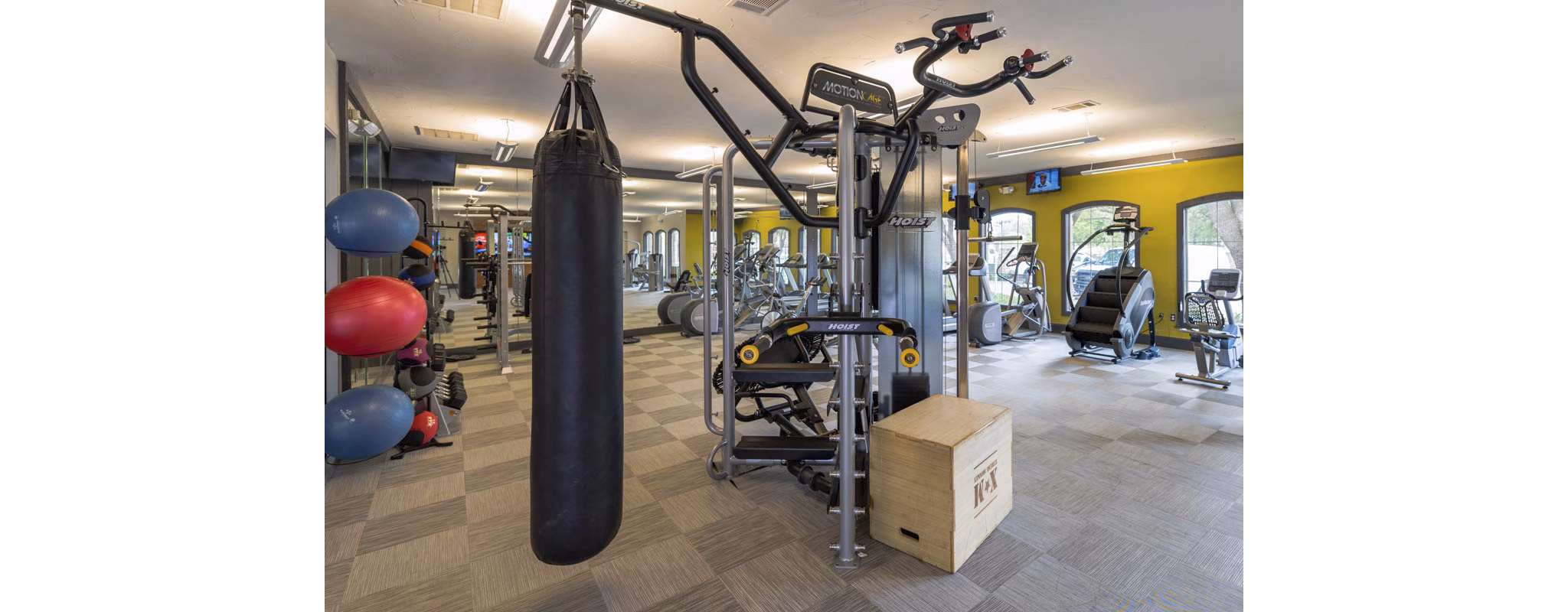 fitness center at District on La Frontera Apartments