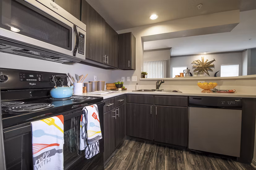 kitchen at District on La Frontera Apartments