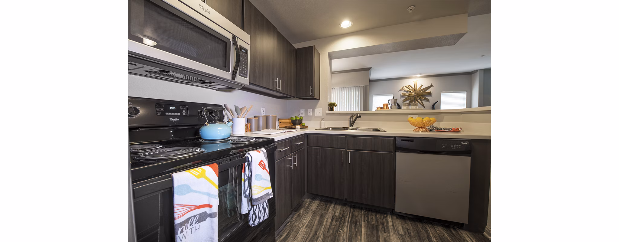kitchen at District on La Frontera Apartments