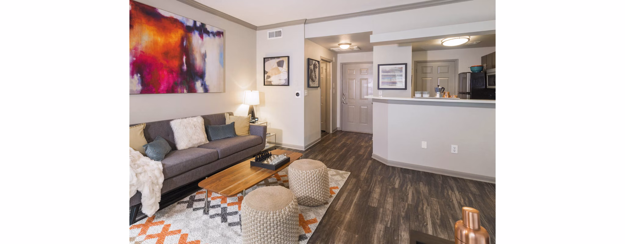 living room at District on La Frontera Apartments