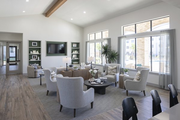 Elegant clubhouse with modern design at Prose Thunder Rock Apartments, perfect for social gatherings and community events