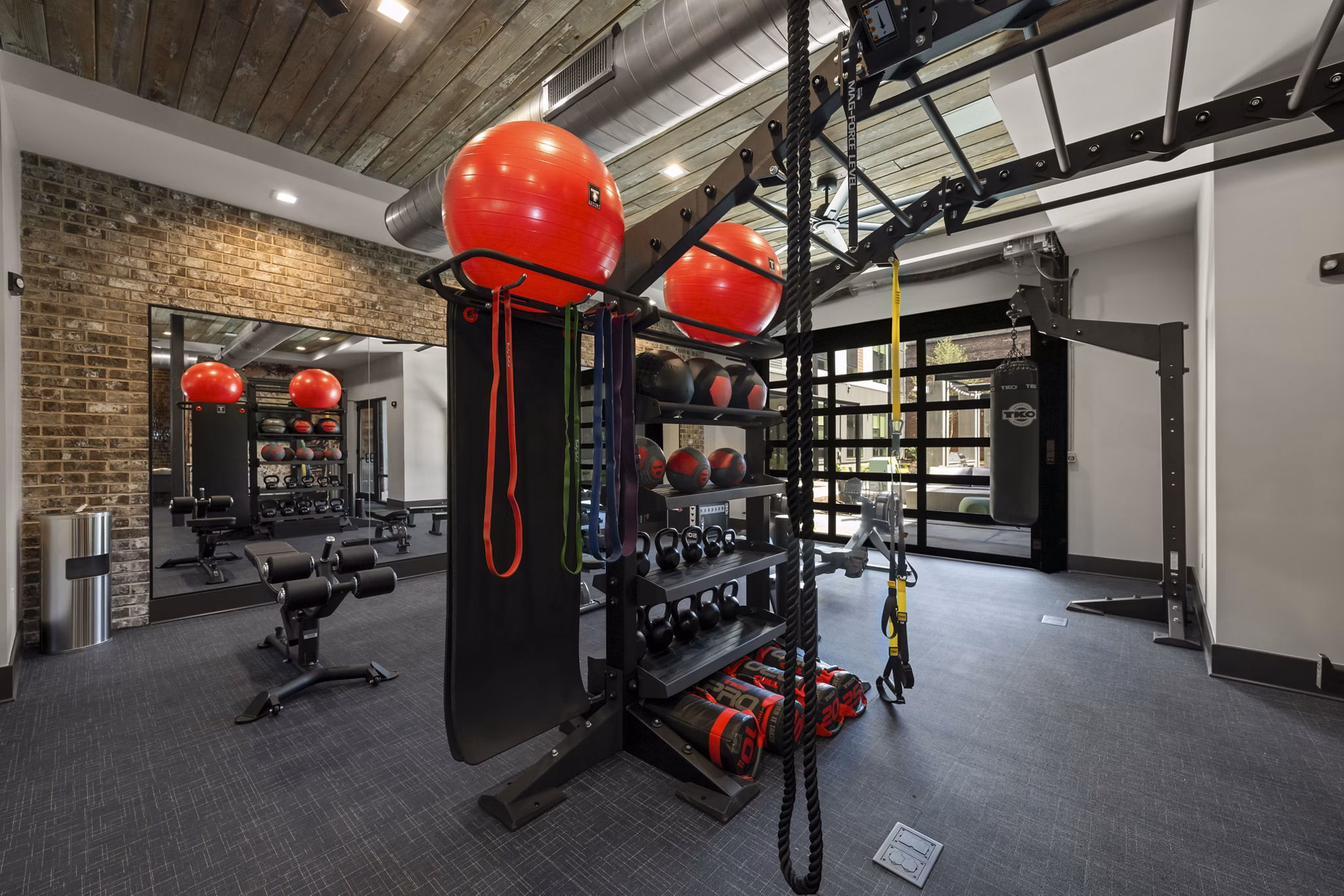 fitness center at Kinship Apartments