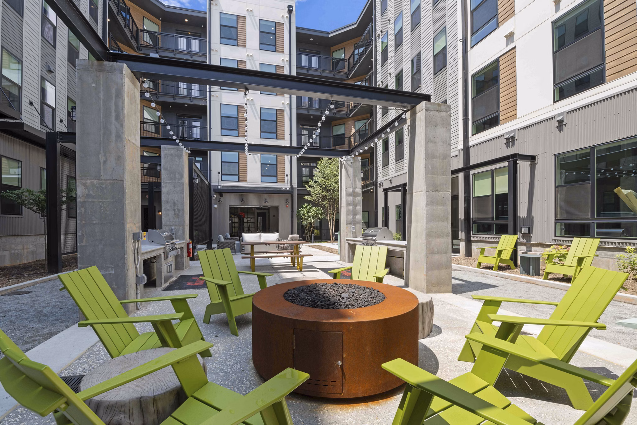 fire pit/patio at Kinship Apartments